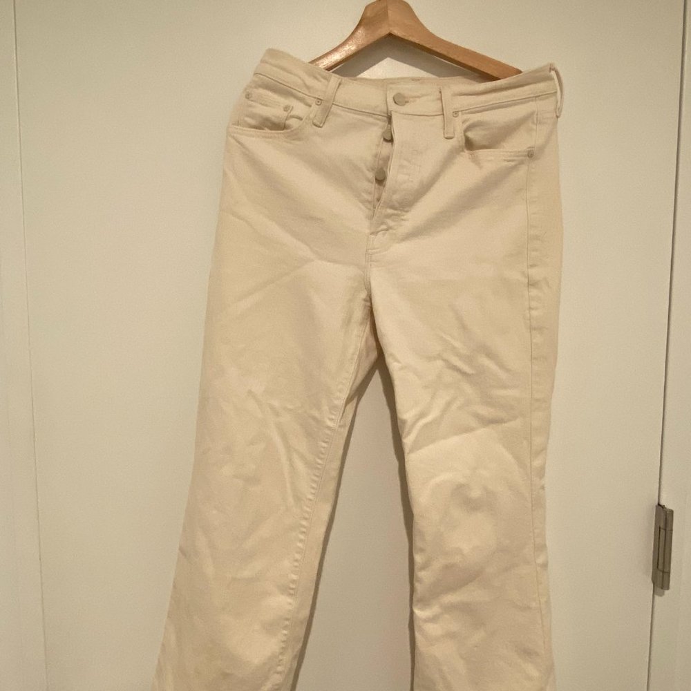 Mother Insider High Rise Crop Step Fray Bootcut Jeans